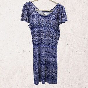 Tommy Bahama Blue Sheath Midi Dress with Flutter Sleeves